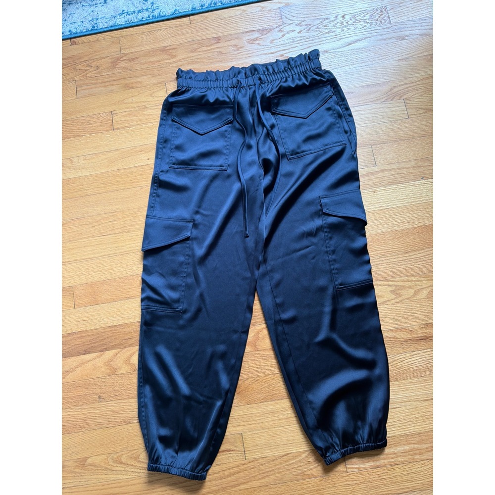 Banana Republic Navy Blue Satin Paperbag Cargo Joggers Pants Womens Medium